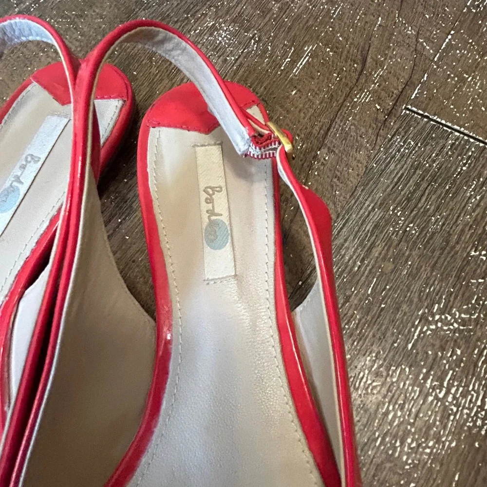 Boden Red Patent Leather Slingback Pointed Toe Flats Size 41.5 EU 10.5 Us